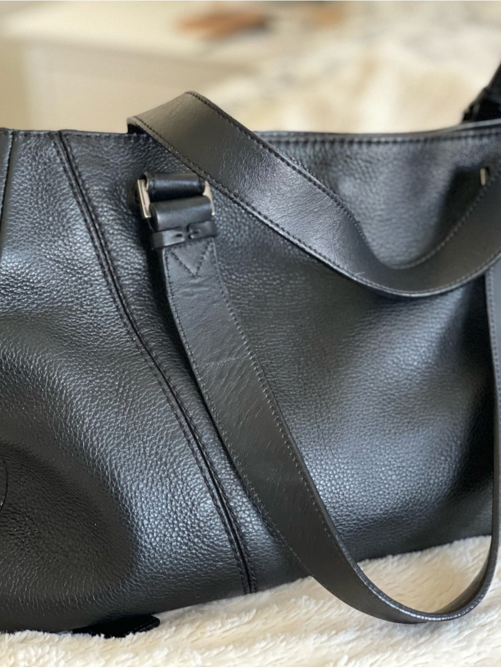 Vince Black Pebbled Leather Satchel